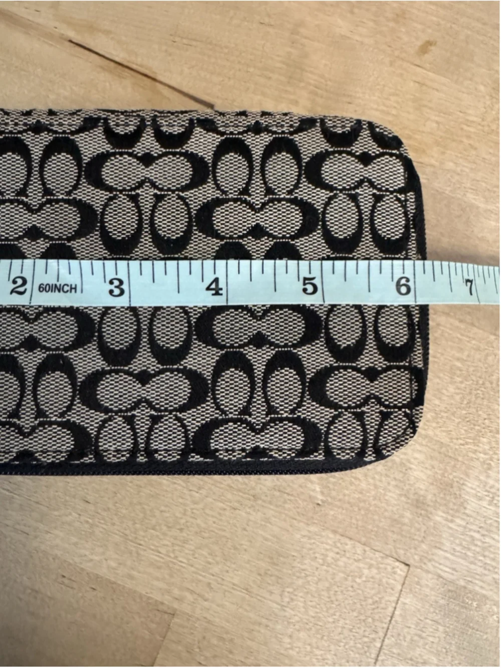 Authentic COACH Signature Monogram Travel Zip Around Jewelry Case BLACK